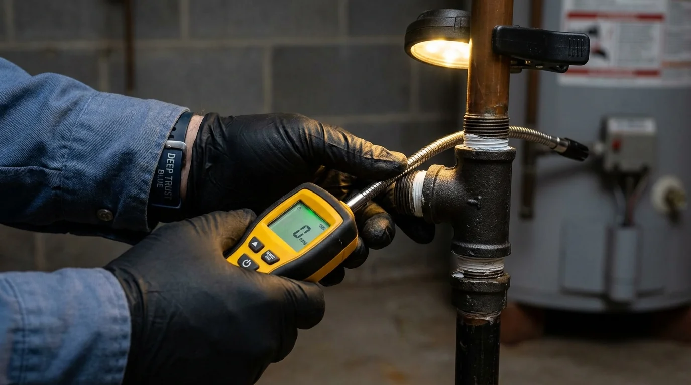 Gas leak detection with electronic sniffer by Johns Plumbing LLC in Miami