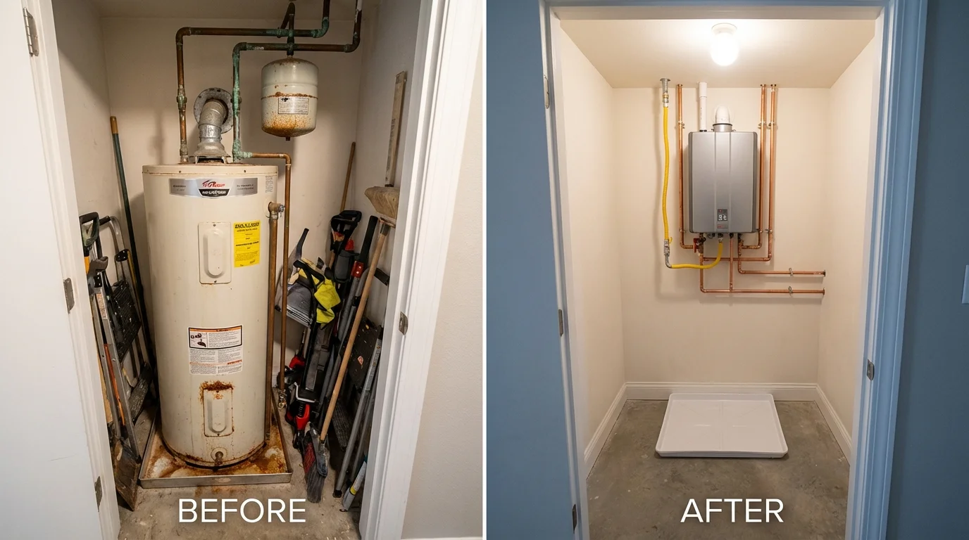Tank water heater versus wall-mounted tankless unit comparison for Miami, FL homeowners