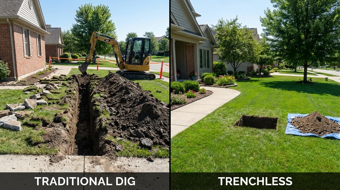 Trenchless sewer repair with minimal yard damage versus traditional excavation in Miami, FL